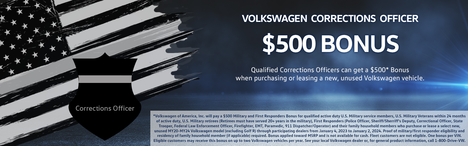 $500 Bonus for Volkswagen Correctional Officers | Romeo Volkswagen of Kingston in Kingston NY